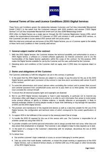 Pré-visualizar imagem de General Terms of Use and Licence Conditions ZEISS Digital Services