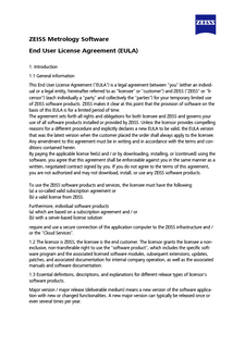 Pré-visualizar imagem de ZEISS Metrology Software End User License Agreement (EULA)