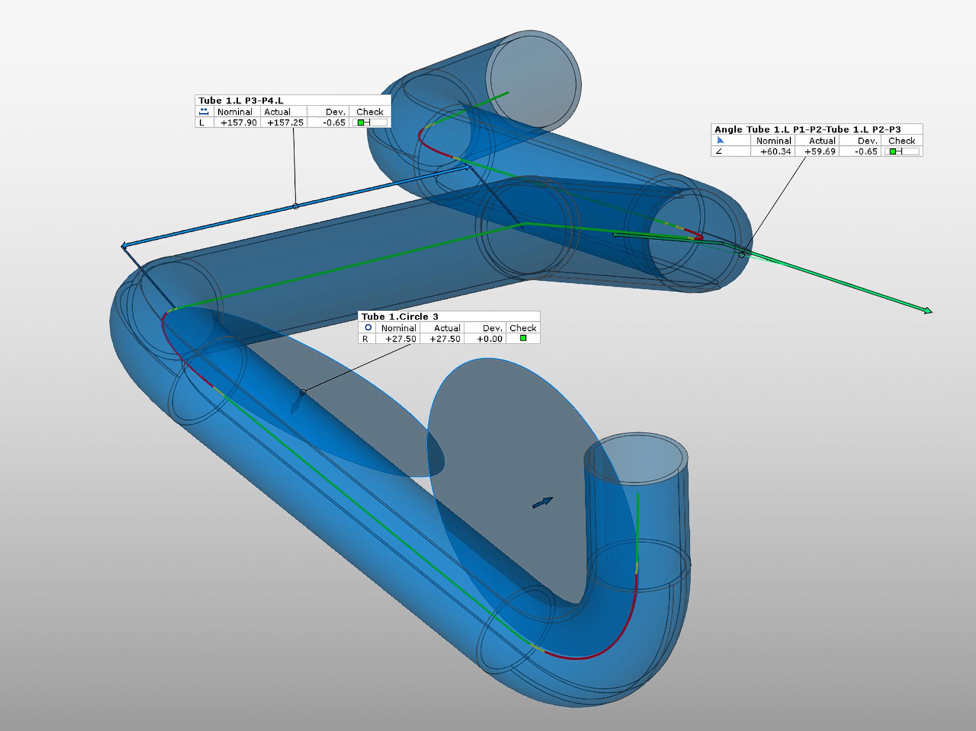 Determinação dos parâmetros de correção de flexão com o Tube Check para o ZEISS INSPECT