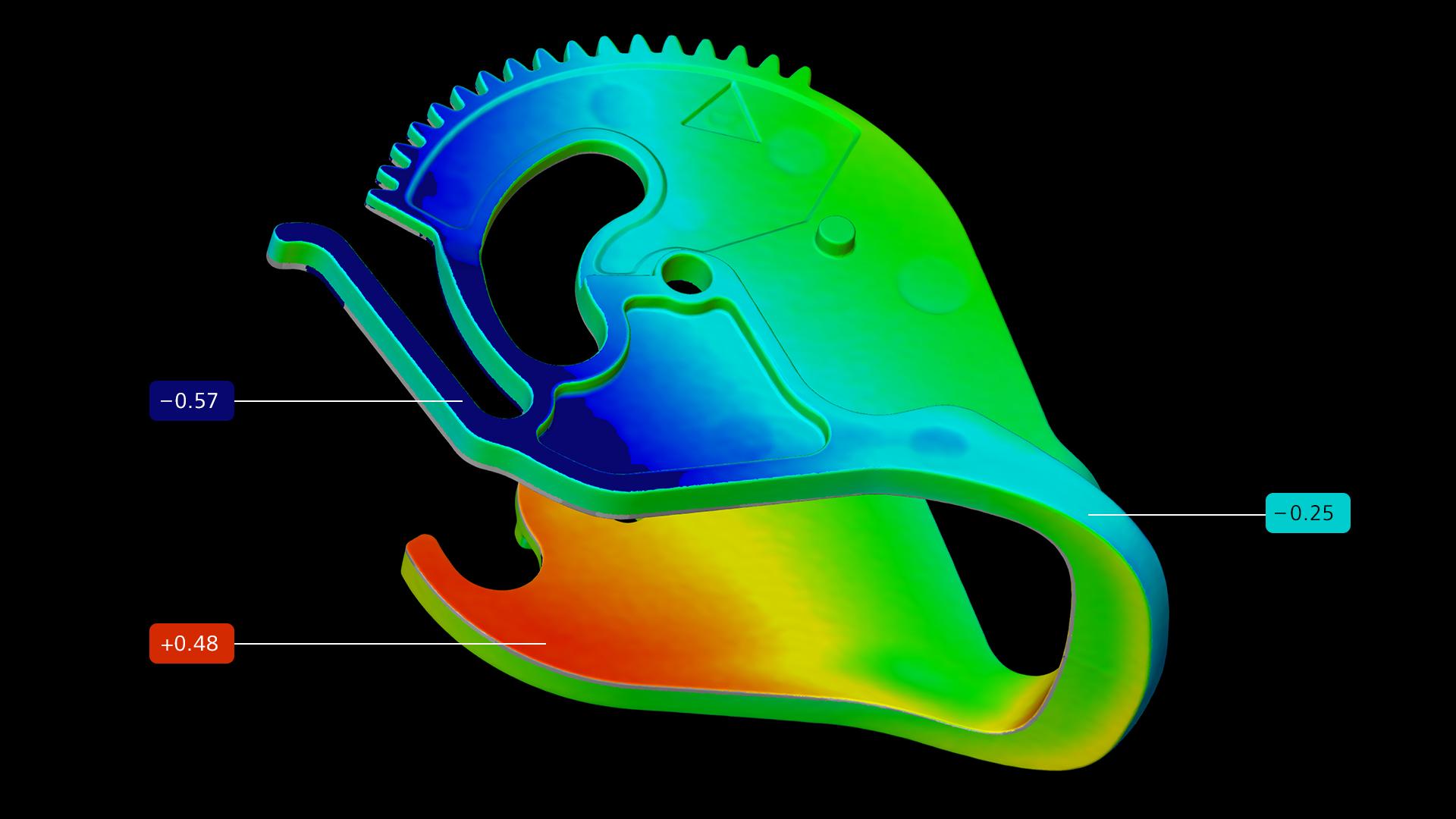 Comparação nominal-real no ZEISS INSPECT X-Ray