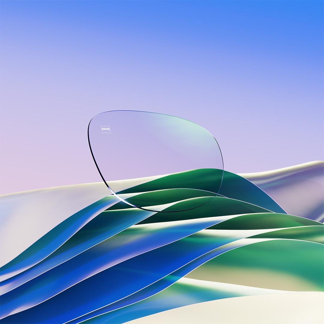 Imagem do ZEISS DuraVision Chrome UV com um reflexo residual esverdeado.