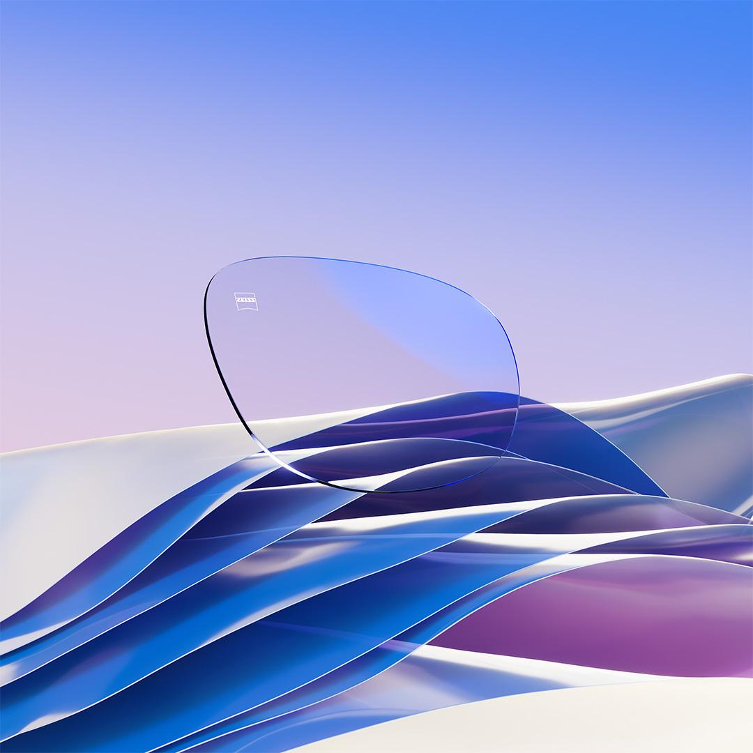 Imagem do ZEISS DuraVision Platinum UV com um reflexo residual azulado.
