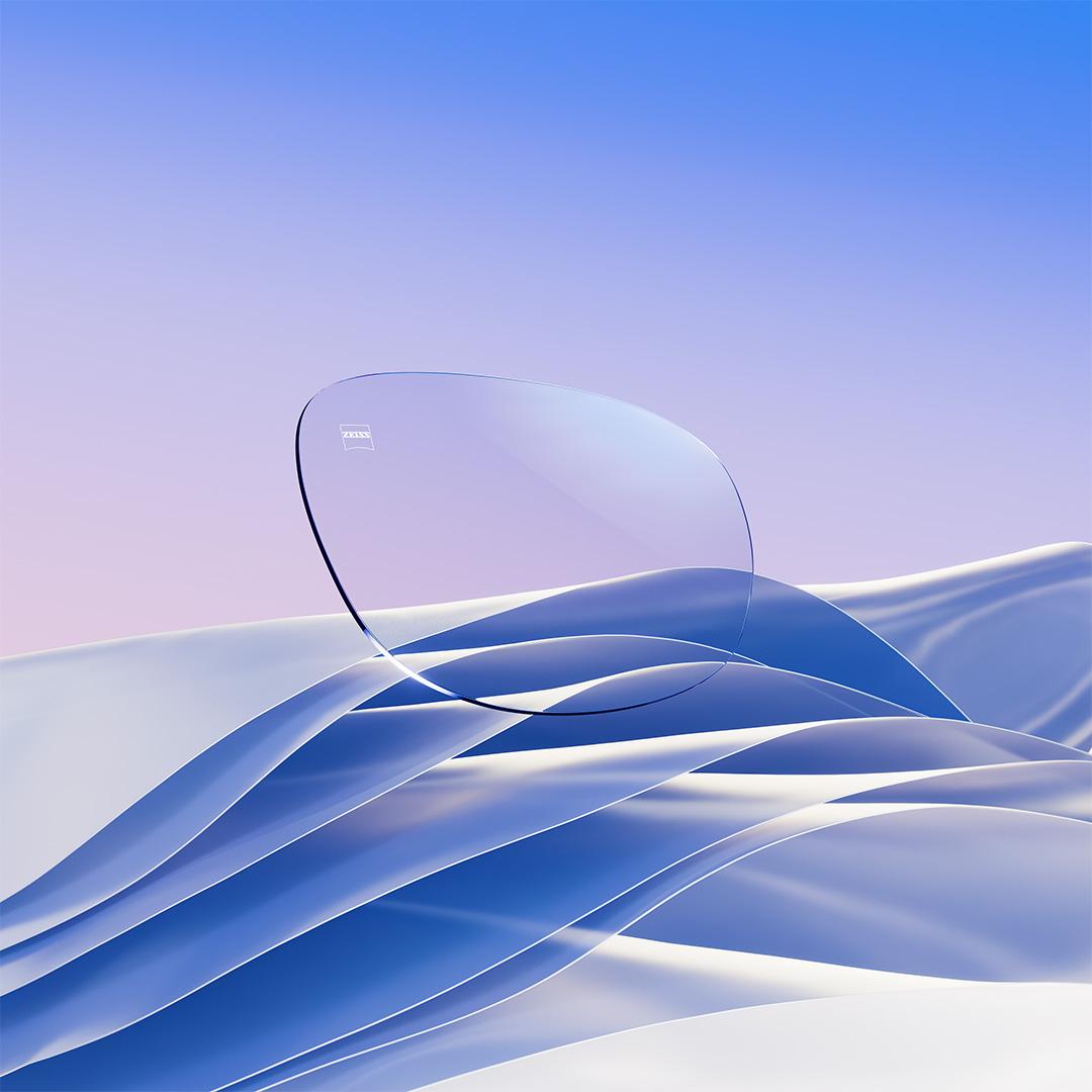 Imagem do ZEISS DuraVision Silver UV com um reflexo residual azul ártico.