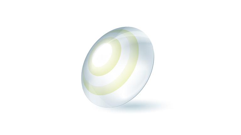 Ilustração 3D de lentes de contato gelatinosas.