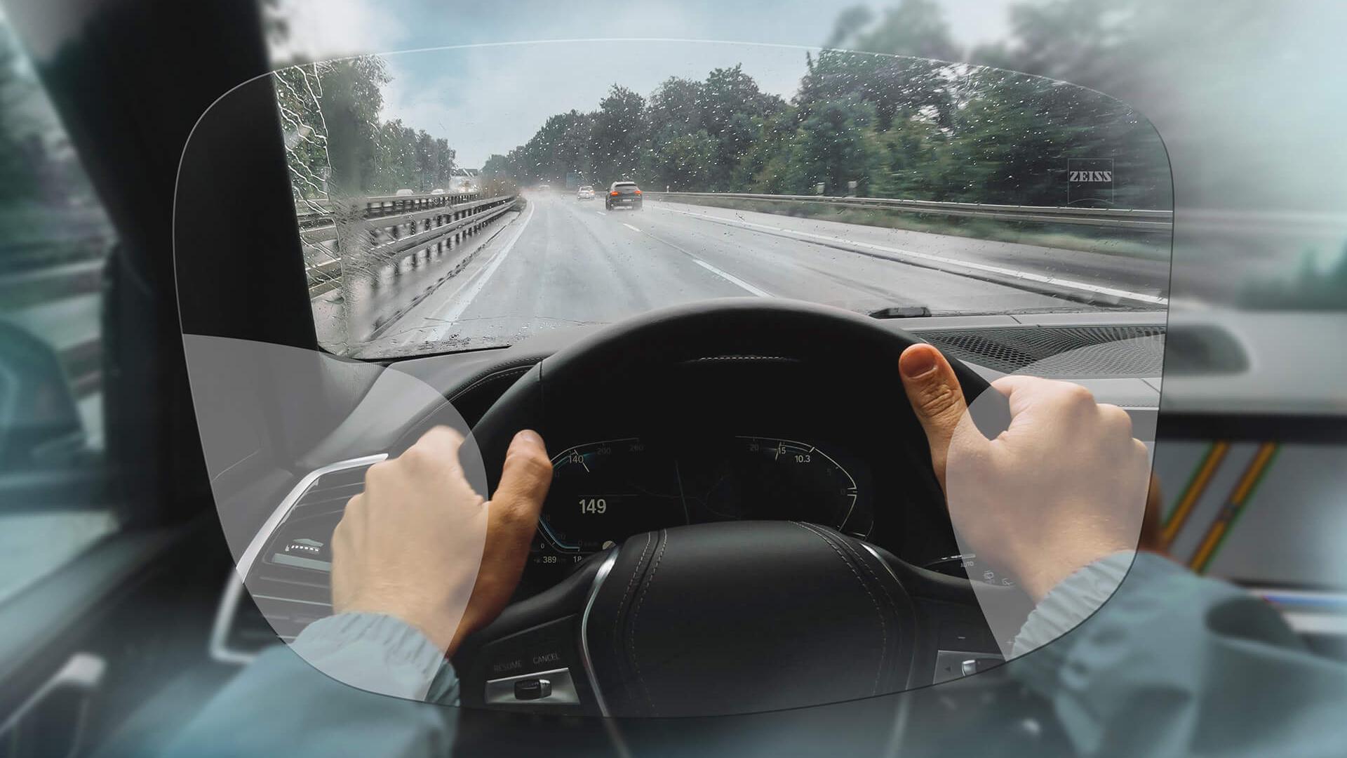 Visualização das lentes progressivas ZEISS DriveSafe Individual A imagem mostra a visão através das lentes. 