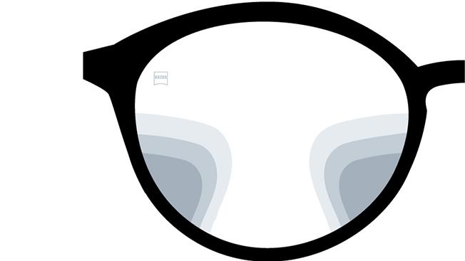 Visualização das lentes progressivas ZEISS SmartLife Plus. A imagem mostra a visão através das lentes.