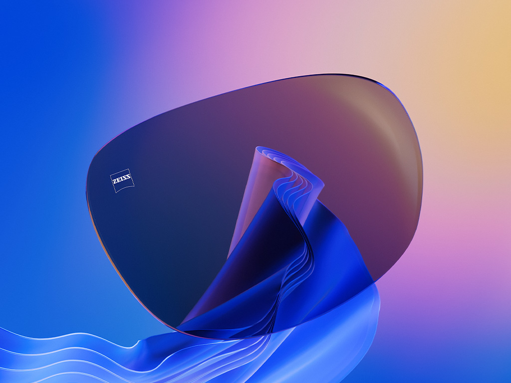 Ilutração 3D CGI de uma lente para óculos de sol colorida