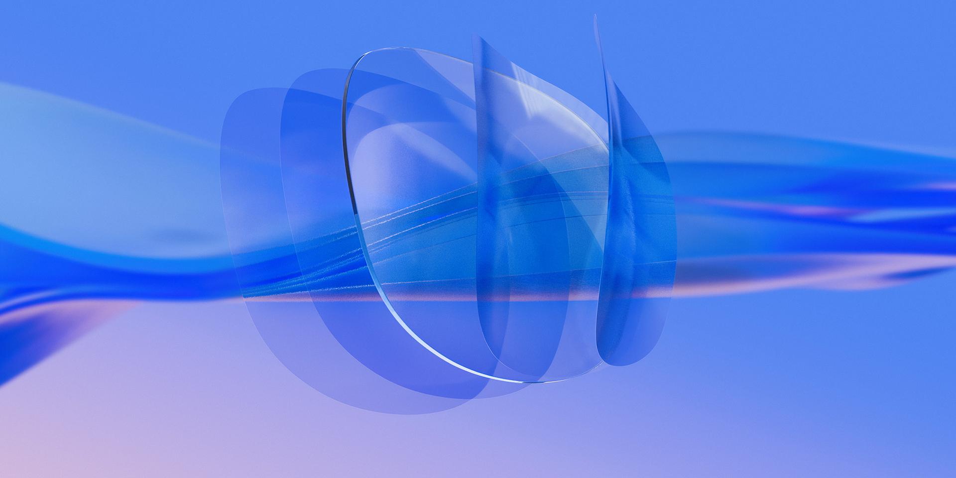 Representação CGI em 3D de uma lente ZEISS incolor em cujas superfícies interna e externa são aplicadas múltiplas camadas ultrafinas de tratamento.