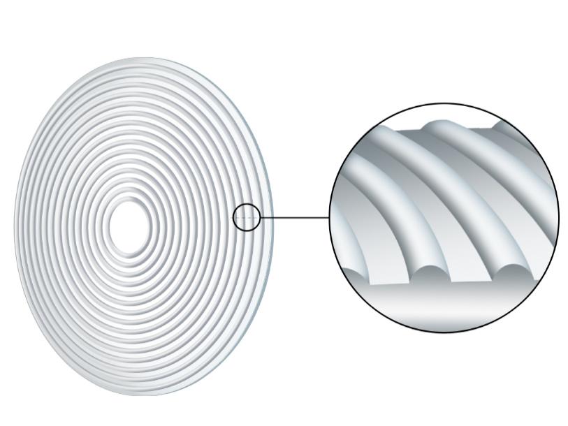 Ilustração da zona funcional de uma lente ZEISS MyoCare, com as zonas alternadas de desfoco e correção.