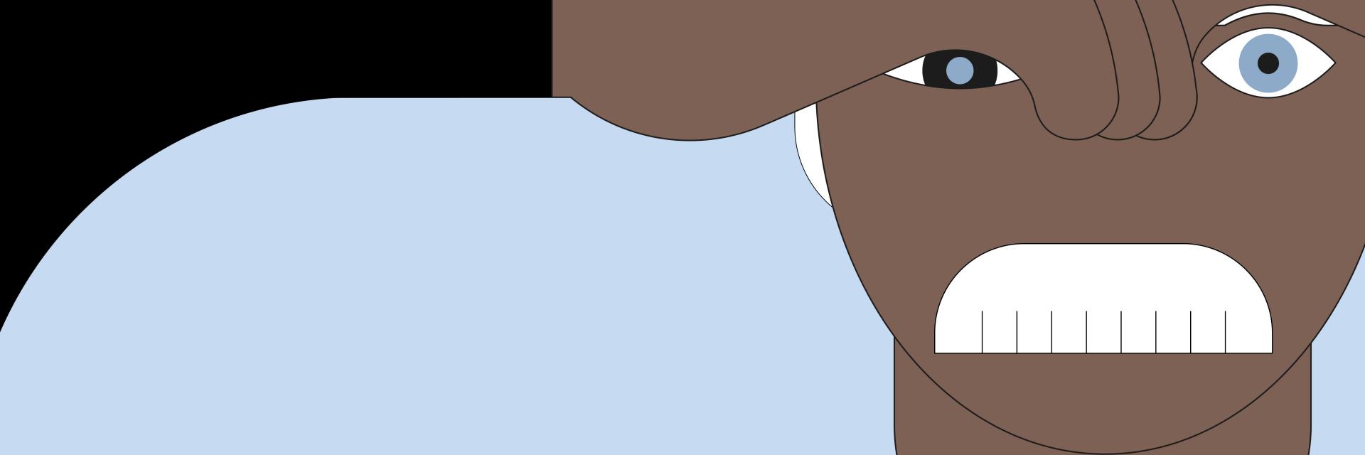 Ilustração de diversas crianças e adolescentes com óculos de diferentes cores e formatos sobre um fundo preto. 